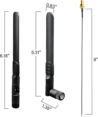 Wifi Bluetooth Antenna 2 Pack & Pigtain 2 Pack ، 5Ghz 2.4GHz M.2 NGFF WIFI HOTENNA 5DBI ، 8 بوصة RP SMA-Female إلى IPEX4/MHF4 كابل in Kuwait