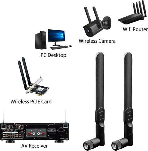 Wifi Bluetooth Antenna 2 Pack & Pigtain 2 Pack ، 5Ghz 2.4GHz M.2 NGFF WIFI HOTENNA 5DBI ، 8 بوصة RP SMA-Female إلى IPEX4/MHF4 كابل in Kuwait