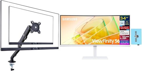 Samsung View Finity S6 S65TC 34 "Ultra-WQHD VA Monitor مع HDR10 ، AMD FreeSync ، Anti Glare ، Flicker Free ، Vesa Mount (100mm) ، DisplayPort & Dockztorm USB Port Expander ، White (LS34C654Tanxgo) in Kuwait