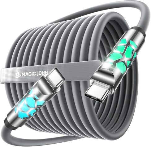 MAGIC JOHN 240W Fast Charging Cable, 6.6FT Soft Silicone USB C to USB C Cable, USBC for Switch 2 iPhone 16 Pro Max Charger Cord, MacBook Pro/Air, iPad Pro/Air, Samsung S25/S24/23, Black in Kuwait