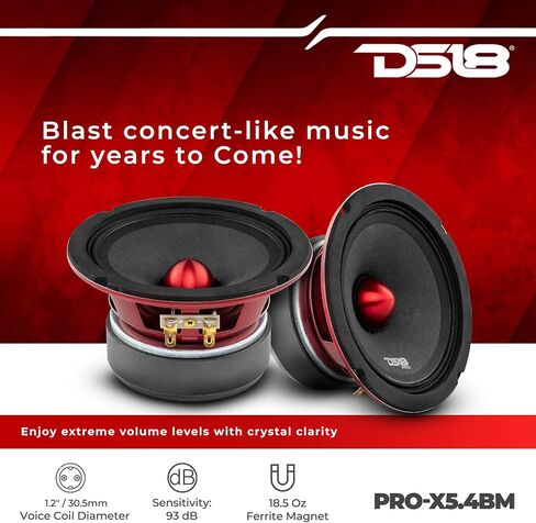 DS18 PRO-X5.4BM-5.25 "مكبرات صوت متوسطة المدى رصاصة-150 واط RMS 300 واط كحد أقصى ، 4 أوم-2 مكبرات صوت in Kuwait