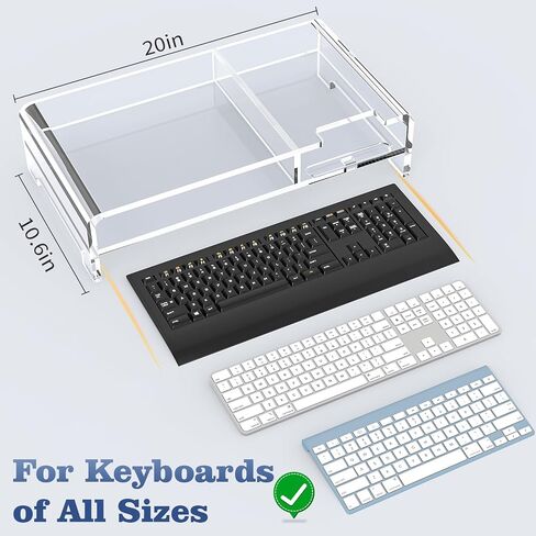 جهاز مراقبة الأكريليك 2 طبقة ، Rocfinity Clear Clear Laptop Stand for Desk مع حامل القلم ، و 20 "W لجميع لوحات المفاتيح ، و ROCRYLIC LAPTOP RISER مع التخزين ، ومراقبة حامل مع حامل الهاتف ، والمنظم المكتبي للمكتب المنزلي ، و PCS-2 Pack in Saudi Arabia