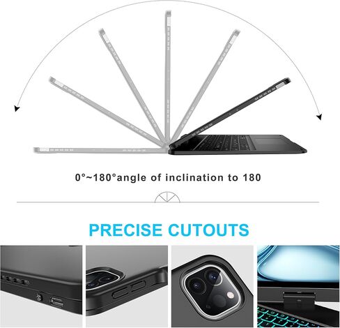 D DINGRICH Touch iPad Pro 12.9 Case with Keyboard 7th/5th Generation, Magic 360°Rotatable & Swivel Bluetooth Keyboard with Trackpad, 7 Backlight Color with Pencil Holder for iPad Pro 12.9" 4th/3rd Gen in Kuwait