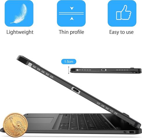 D DINGRICH Touch iPad Pro 12.9 Case with Keyboard 7th/5th Generation, Magic 360°Rotatable & Swivel Bluetooth Keyboard with Trackpad, 7 Backlight Color with Pencil Holder for iPad Pro 12.9" 4th/3rd Gen in Kuwait