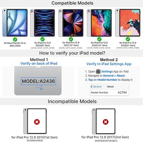D DINGRICH Touch iPad Pro 12.9 Case with Keyboard 7th/5th Generation, Magic 360°Rotatable & Swivel Bluetooth Keyboard with Trackpad, 7 Backlight Color with Pencil Holder for iPad Pro 12.9" 4th/3rd Gen in Kuwait