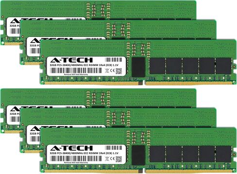 A-Tech 192GB Kit (6x32GB) RAM لـ Lenovo ThinkSystem SR630 V3 ، SR650 V3 | DDR5 4800MHz PC5-38400 EC8 RDIMM 1RX4 ECC ترقية ذاكرة الخادم المسجلة in Kuwait