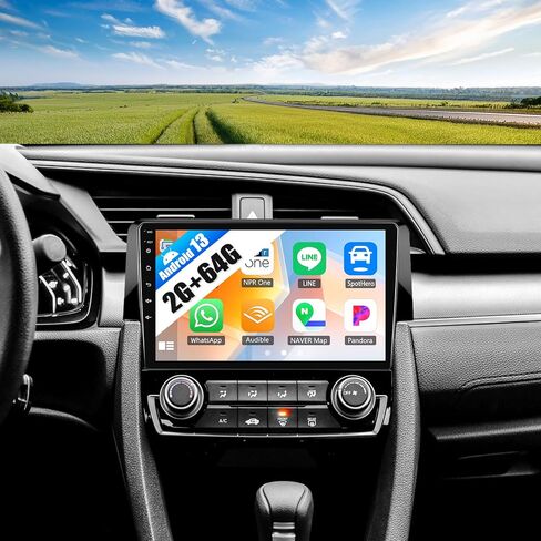 SIXWIN 2G+64G Android Car Stereo for Honda Civic 2016-2020 with Wireless Apple CarPlay Android Auto Mirror Link 9 Inch Touchscreen Honda Carplay Screen with Bluetooth FM GPS Navigation WiFi HiFi SWC in Kuwait