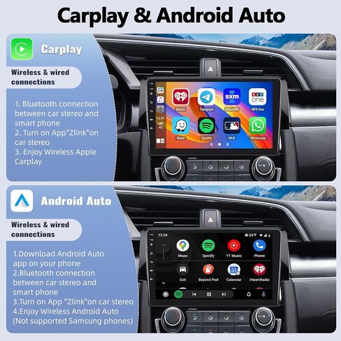 SIXWIN 2G+64G Android Car Stereo for Honda Civic 2016-2020 with Wireless Apple CarPlay Android Auto Mirror Link 9 Inch Touchscreen Honda Carplay Screen with Bluetooth FM GPS Navigation WiFi HiFi SWC in Kuwait