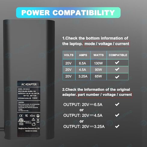 130W ETL USB Type C Captop Charger متوافق مع Dell XPS 15 17 9500 9510 9520 9530 9700 9710 9720 2IN1 ، Precision 5550 5560 5530 5570 5470 5480 5760 ، Latitud in Kuwait