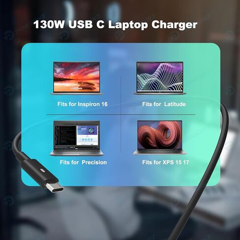 130W ETL USB Type C Captop Charger متوافق مع Dell XPS 15 17 9500 9510 9520 9530 9700 9710 9720 2IN1 ، Precision 5550 5560 5530 5570 5470 5480 5760 ، Latitud in Kuwait