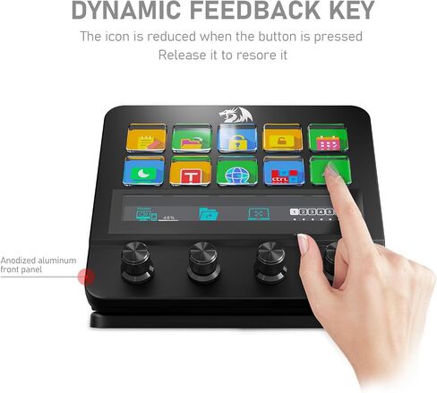 Redragon SS552 Dream Controller Deck - لوحة الماكرو All -In -One مع تخصيص Tection Touch Strip ، ومفاتيح LCD و Dals ، ومحطة دفق لمبدعي المحتوى ، والتدفق ، والألعاب - PC & Mac Compatible in Kuwait