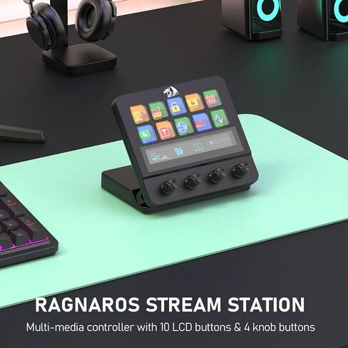 Redragon SS552 Dream Controller Deck - لوحة الماكرو All -In -One مع تخصيص Tection Touch Strip ، ومفاتيح LCD و Dals ، ومحطة دفق لمبدعي المحتوى ، والتدفق ، والألعاب - PC & Mac Compatible in Kuwait