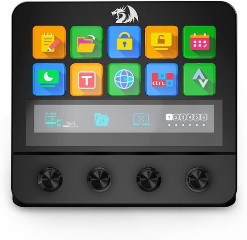Redragon SS552 Dream Controller Deck - لوحة الماكرو All -In -One مع تخصيص Tection Touch Strip ، ومفاتيح LCD و Dals ، ومحطة دفق لمبدعي المحتوى ، والتدفق ، والألعاب - PC & Mac Compatible in Kuwait