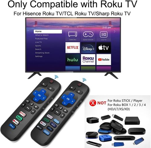2 حزمة استبدال التحكم عن بُعد لتلفزيون Roku ، متوافق مع أجهزة تلفزيون Hisense/Tcl/Philips/Onn/Insignia Roku (وليس للعصا أو المربع أو المتحدث) in Kuwait