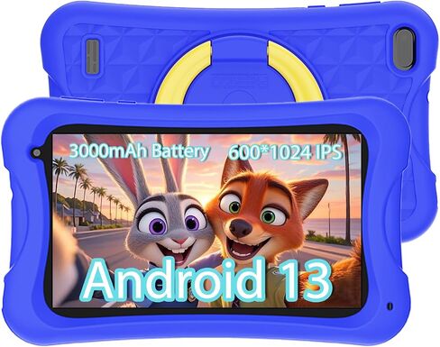 Digiland 7 Inch Kids Tablet ، Android 13 Tablet Tablet with Quad Core ، RAM 4GB+32GB ROM ، 3000MAH ، 2MP+5MP CAMERSS ، أدوات التحكم الوالدية ، مكبرات صوت مزدوجة ، WIFI ، BT 5 مع حالة مقاومة للطفل - Blue in Kuwait