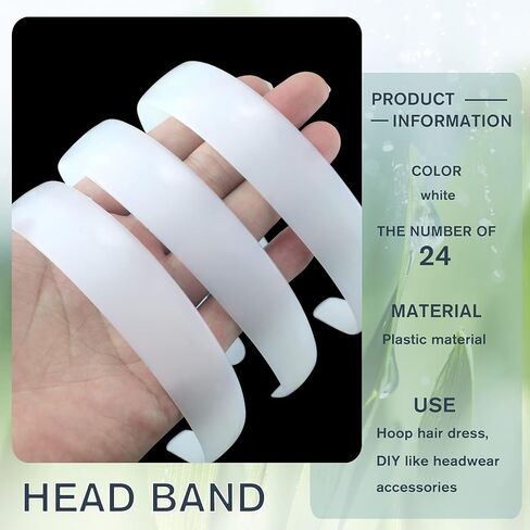 VOKOY 24 Pcs White Plastic Headbands, 1" Wide No Teeth Plain Headbands DIY Hair Bands Headbands for Girls Women in Saudi Arabia