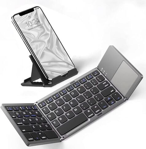 Slim Foldable Wireless Keyboard Compatible with Honor Magic6 Ultimate with TOUCHPAD Mouse Fully Universal Providing 48H Use, 560 Days Standby, Portable, Compact, Tri-Fold, Rechargeable! in Saudi Arabia