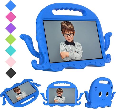 Travel on Tablet Case Compatible with Kids Compatible with Kindle Fire HD7 (2015/2017/2019) with Handle Bumper | Protective Stand Tablet Cover Compatible with Children E in Kuwait