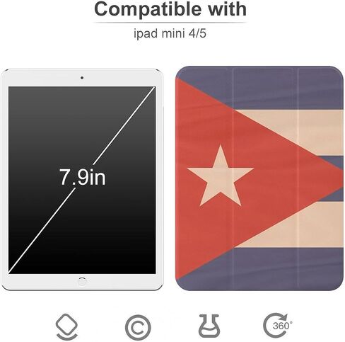 علم كوبا مع علبة نسيج خشبية مع حامل القلم رفيع الخفيفة الوزن Trifold موقف متوافق مع iPad mini 4/5/6 mini6 （8.3in） in Kuwait
