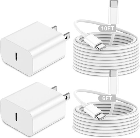 iPhone 16 15 Charger Fast Charging,20W 2Pack USB-C Wall Charger Block with 10ft&6ft Type C to USB C Cable Compatible for iPhone 16/16 Pro/16 Pro Max/16 Plus/15/15 Plus/15 Pro/15 Pro Max in Kuwait