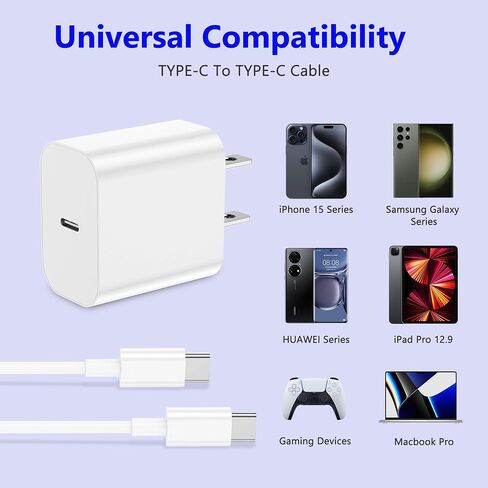 iPhone 16 15 Charger Fast Charging,20W 2Pack USB-C Wall Charger Block with 10ft&6ft Type C to USB C Cable Compatible for iPhone 16/16 Pro/16 Pro Max/16 Plus/15/15 Plus/15 Pro/15 Pro Max in Kuwait