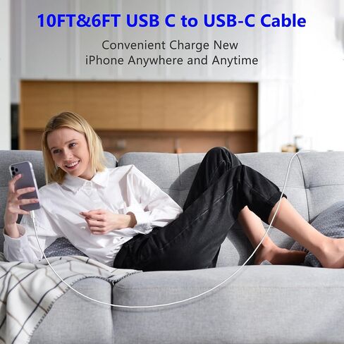 iPhone 16 15 Charger Fast Charging,20W 2Pack USB-C Wall Charger Block with 10ft&6ft Type C to USB C Cable Compatible for iPhone 16/16 Pro/16 Pro Max/16 Plus/15/15 Plus/15 Pro/15 Pro Max in Kuwait