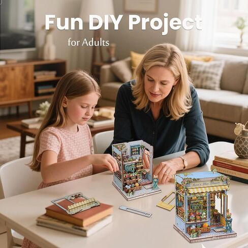 FSOLIS DIY Book Nook Kit، DIY Miniatures Kit Booknook Magic Book Nooks مع هذه الألغاز الخشبية ثلاثية الأبعاد المزخرفة لبيت الدمى لديكور الكتب، مجموعات زوايا الكتب للبالغين من الصيدلي السحري in Saudi Arabia