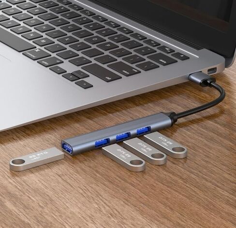 USB Hub, USB 3.0 Hub Aluminum Alloy Ultra Slim USB Splitter, Portable 4 Port USB Extender, USB Hub for Laptop, PC, MacBook, iMac, Surface Pro, Mac Pro, Flash Drive, XPS in Saudi Arabia