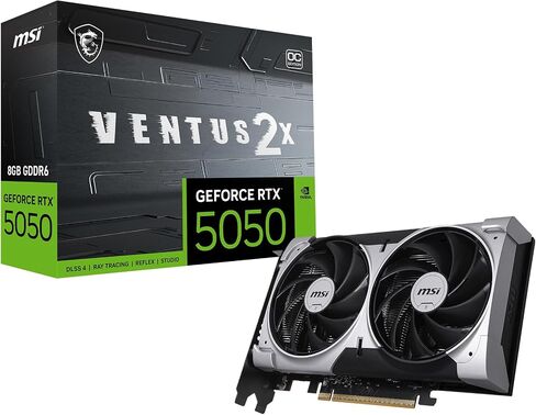 MSI Gaming RTX 5050 8G Ventus 2x OC Graphics Card (8GB GDDR6،128 بت ، الأداء القصير: 2617 MHz ، DisplayPort X3 2.1A ، HDMI 2.1B ، NVIDIA Blackwell Architecture) in Saudi Arabia