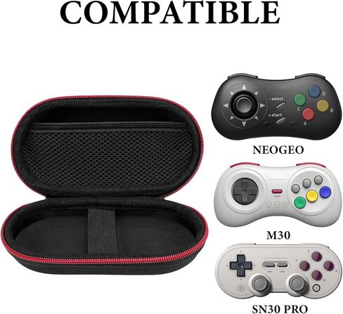 Geekria Carry Case متوافق مع 8bitdo Neogeo ، M30 ، SN30 Pro Wireless Bluetooth Controller ، حالة سفر قذيفة صلبة ، كيس تخزين متين (أسود وأحمر) in Saudi Arabia