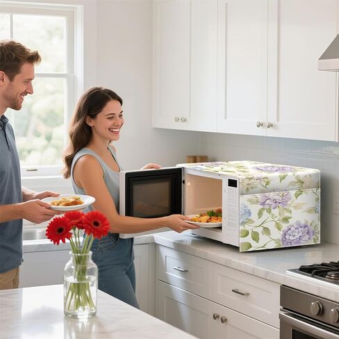 Microwave Dust Proof Cover with Autumn Leaf Pattern, Decorative Kitchen Appliance Protector for Fridge or Refrigerator, Anti-Oil Dustproof Home Decor (Z6984-1M) in Saudi Arabia