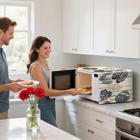 Microwave Dust Proof Cover with Autumn Leaf Pattern, Decorative Kitchen Appliance Protector for Fridge or Refrigerator, Anti-Oil Dustproof Home Decor (Z6984-1M) in Kuwait