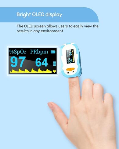Pulse Oximeter for Kids, Vibeat Fingertip Blood Oxygen Meter with Smart Reminder for Children, Home Oximeter Finger with Pulse, Batteries & Lanyard Included, FSA/HSA Eligible, Pink in Kuwait