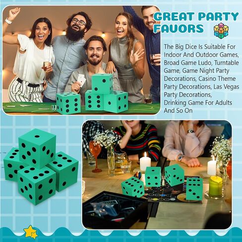 Shappy 4 Pcs 3.5 Inch Large Foam Dice Big Jumbo Dice Numbered, White in Kuwait