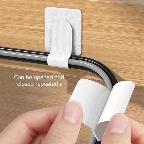 50Pcs White Convenient Data Cable Storage Adhesive Cable Organizer, Home Office Desktop Cables Tie, Wire Fixing and Organizing Tool, 28X90mm in Saudi Arabia