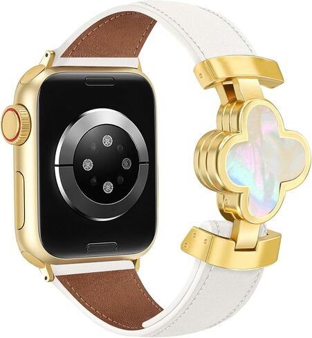 مصمم فرق جلدية نحيف للنساء ، فصحت Clover Clover Four Lufle Cleat Magnetic Watch Fands لـ IWatch متوافقة مع Apple Watch Series 11/10/9/7/6/5/4/3/3/2/1 SE 1/2/3 Ultra 1/2/3 in Saudi Arabia