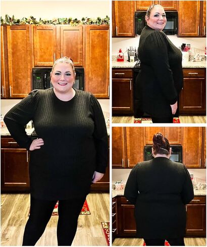 RITERA Plus Size Tops For Women Lightweight Sweater Round Neck Long Sleeve Shirts Tunic Fall Blouse in Kuwait