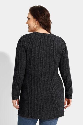 RITERA Plus Size Tops For Women Lightweight Sweater Round Neck Long Sleeve Shirts Tunic Fall Blouse in Kuwait