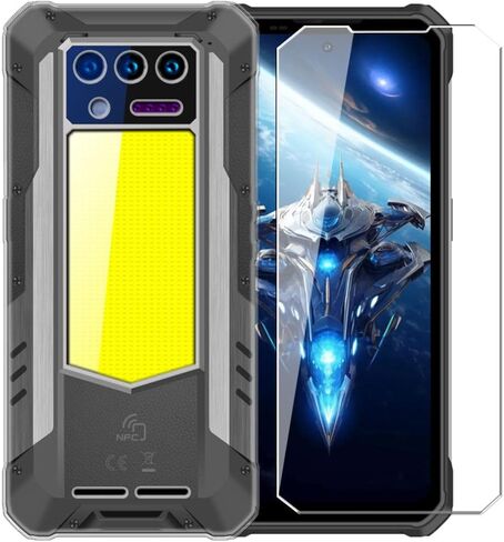 Case for Oukitel WP100 Titan + Glass Screen Protector Tempered Film - Transparent Silicone Soft Flexible Bumper Shockproof TPU Protective Cover Shell (Clear) in Kuwait