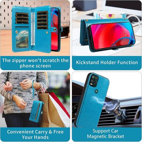 حالة الهاتف ASUWISH لـ Moto G Stylus 5G 2021 غطاء خلية قابلة للفصل مع حامية شاشة زجاجية مزودة بوقت Crossbody حزام زهرة Motorola Gstylus G5 XT2131DL نساء البنات الأرجواني in Saudi Arabia