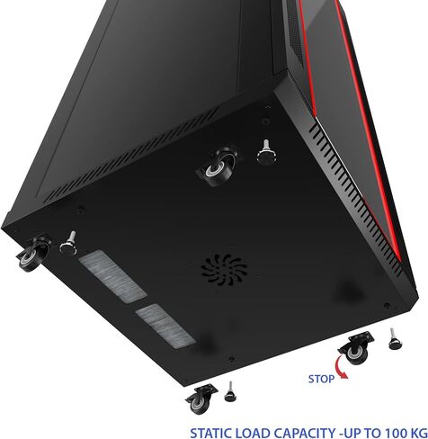 Sysracks 18U Server Rack Cabinet – 18" Deep Locking Network Enclosure with Casters, Cooling Fan, Power Bar, and Dust-Tight Cable Entries in Saudi Arabia