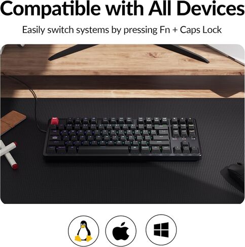 Keychron C3 Pro TKL 80% Wired Mechanical Keyboard, 8K Polling Rate, QMK/VIA Programmable, Hot-Swappable, RGB Backlit Shine-Through Keycaps, Super Banana Switch, for Windows/Mac in Saudi Arabia