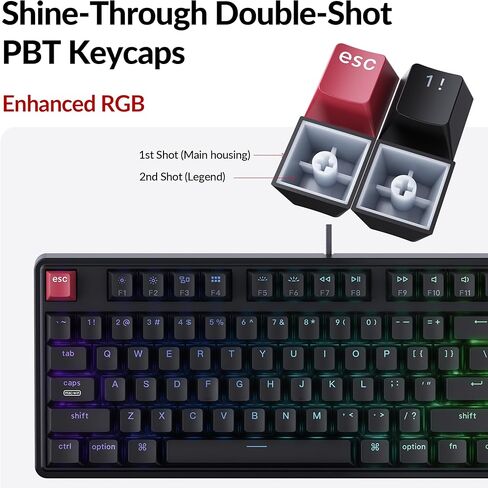 Keychron C3 Pro TKL 80% Wired Mechanical Keyboard, 8K Polling Rate, QMK/VIA Programmable, Hot-Swappable, RGB Backlit Shine-Through Keycaps, Super Banana Switch, for Windows/Mac in Saudi Arabia