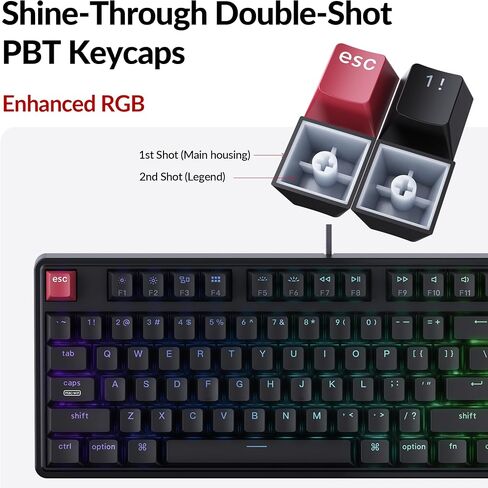 Keychron C3 Pro TKL 80% Wired Mechanical Keyboard, 8K Polling Rate, QMK/VIA Programmable, Hot-Swappable, RGB Backlit Shine-Through Keycaps, Super Banana Switch, for Windows/Mac in Saudi Arabia