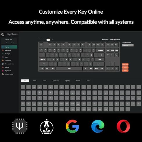 Keychron C3 Pro TKL 80% Wired Mechanical Keyboard, 8K Polling Rate, QMK/VIA Programmable, Hot-Swappable, RGB Backlit Shine-Through Keycaps, Super Banana Switch, for Windows/Mac in Saudi Arabia