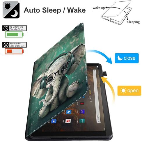 Case for Kindle Paperwhite 12th Gen 2024 (7") & Kindle Colorsoft Signature Edition, PU Leather Cover with Auto Sleep Wake for Kindle Paperwhite Signature 2024 Released ，Cool Elephant in Saudi Arabia