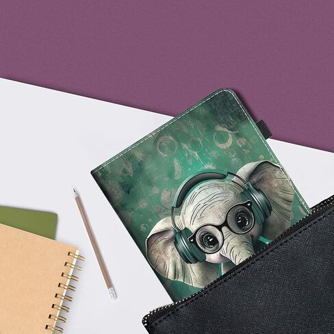 Case for Kindle Paperwhite 12th Gen 2024 (7") & Kindle Colorsoft Signature Edition, PU Leather Cover with Auto Sleep Wake for Kindle Paperwhite Signature 2024 Released ，Cool Elephant in Saudi Arabia