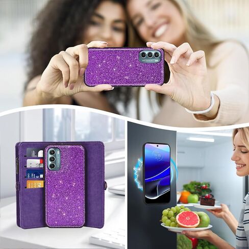 Asuwish Phone Case for Motorola Moto G Stylus 5G 2022 Zipper Wallet Detachable Cell Cover with Tempered Glass Screen Protector Wrist Strap Flip Card Holder Slot XT2215-1 XT2215-4 XT2215DL Women Black in Saudi Arabia