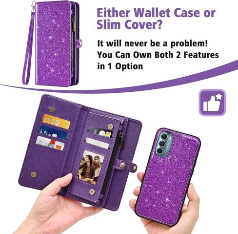 Asuwish Phone Case for Motorola Moto G Stylus 5G 2022 Zipper Wallet Detachable Cell Cover with Tempered Glass Screen Protector Wrist Strap Flip Card Holder Slot XT2215-1 XT2215-4 XT2215DL Women Black in Saudi Arabia