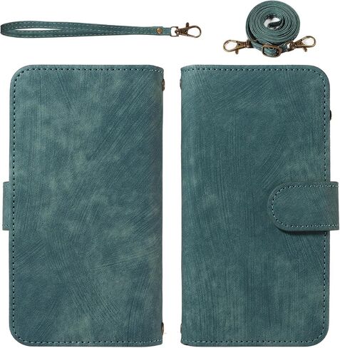 Asuwish Phone Case for Google Pixel 7 Pro 5G Zipper Wallet Detachable Magnetic Cover with Tempered Glass Screen Protector Crossbody Lanyard Card Holder Pixel7Pro Pixel7 XL Seven 7Pro 6.7 Girls Blue in Kuwait